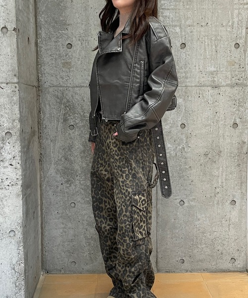 「ROGER AND RAW」 ライダースジャケット FREE グレー レディース_画像9