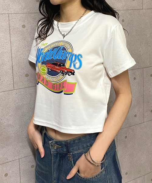 なお   Jeans クロップドTシャツ NANEA（ナネア） tシャツ 半袖 クロップド丈レトログラフィック