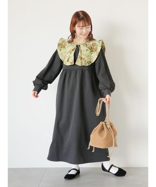 「ehka sopo」 長袖ワンピース F グリーン レディース_画像3