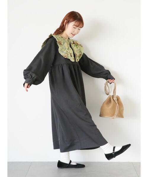 「ehka sopo」 長袖ワンピース F グリーン レディース_画像4