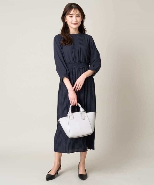 「a.v.v」 長袖ワンピース 38 ネイビー レディース_画像2