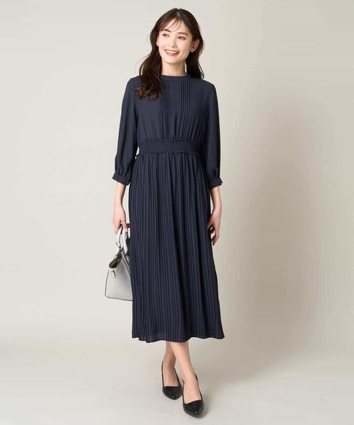 「a.v.v」 長袖ワンピース 38 ネイビー レディース_画像3