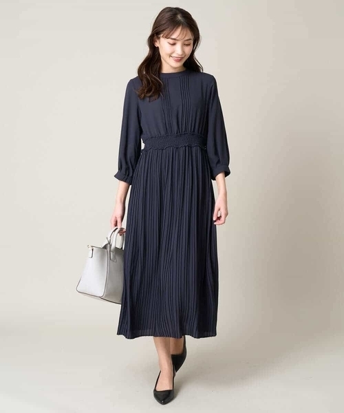 「a.v.v」 長袖ワンピース 38 ネイビー レディース_画像4