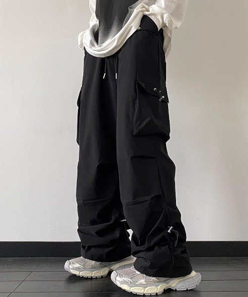lilful ワイドパンツ カーゴパンツ 「26年春夏新作」ドローコード付き