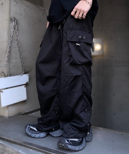 lilful ワイドパンツ カーゴパンツ 「26年春夏新作」ドローコード付き
