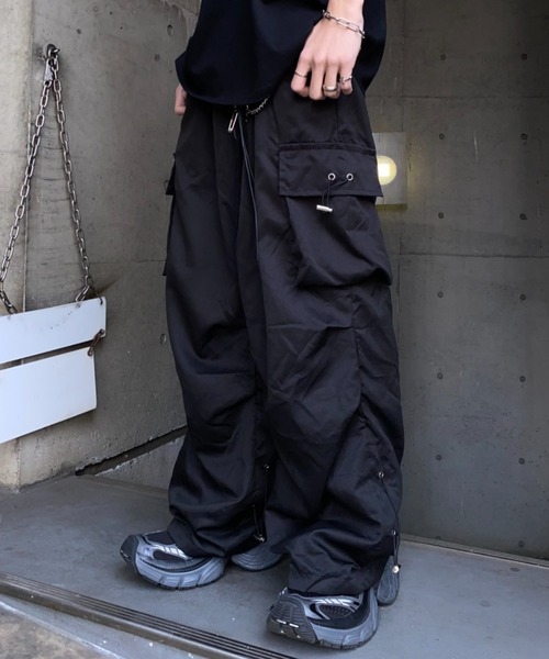 lilful ワイドパンツ カーゴパンツ 「26年春夏新作」ドローコード付き