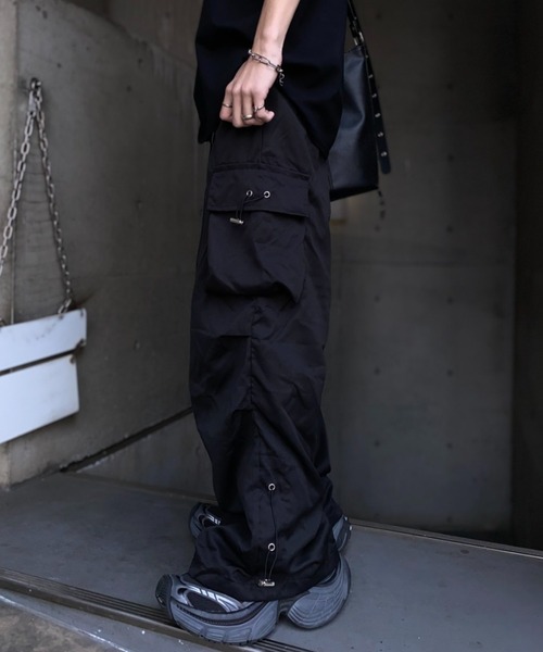Goa フレアカーゴパンツ ドローコード lilful ワイドパンツ カーゴパンツ 「26年春夏新作」ドローコード付き