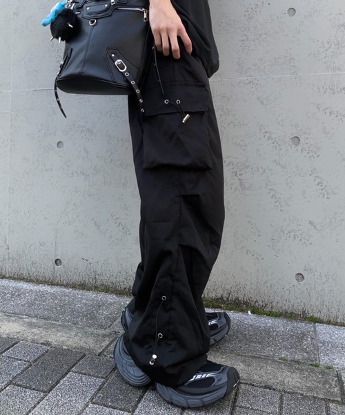 lilful ワイドパンツ カーゴパンツ 「26年春夏新作」ドローコード付き