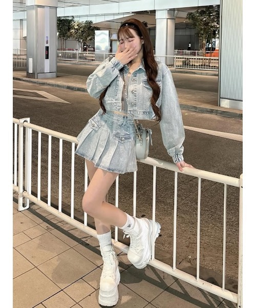 ラインストーンデニムセットアップ スカートのみ　Sサイズ ラインストーンデニムセットアップ | Selectshop.Joie