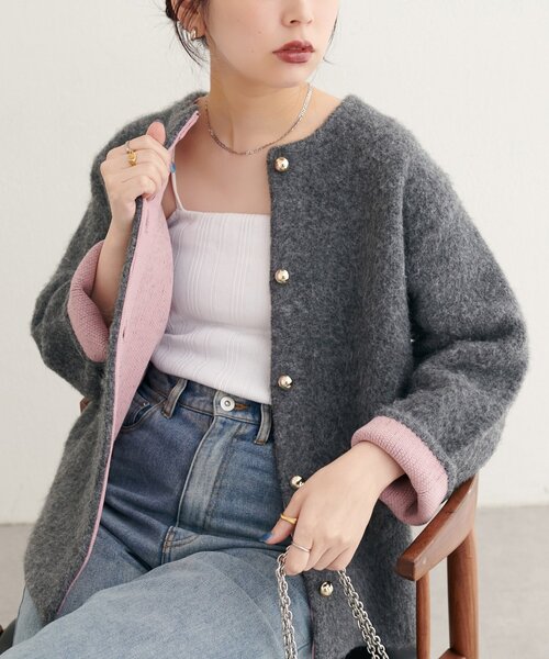 売約済みご確認用　ナチュラルクチュール カーディガン　セーター オレンジ　ニット natural couture 「natural couture」 ニットカーディガン FREE
