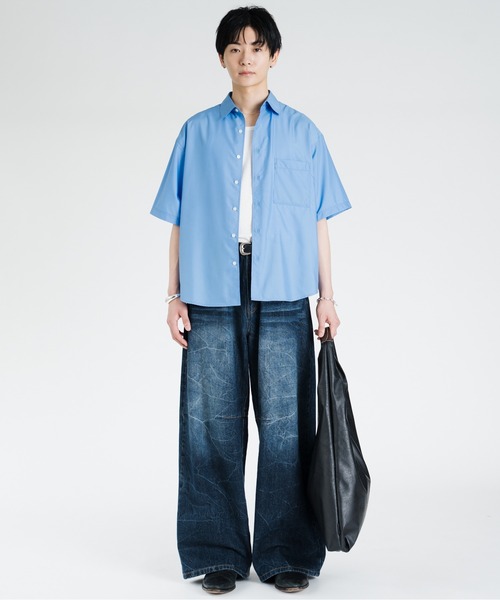 SINSS ワイドパンツ ジーンズ Vintage washed darts denim