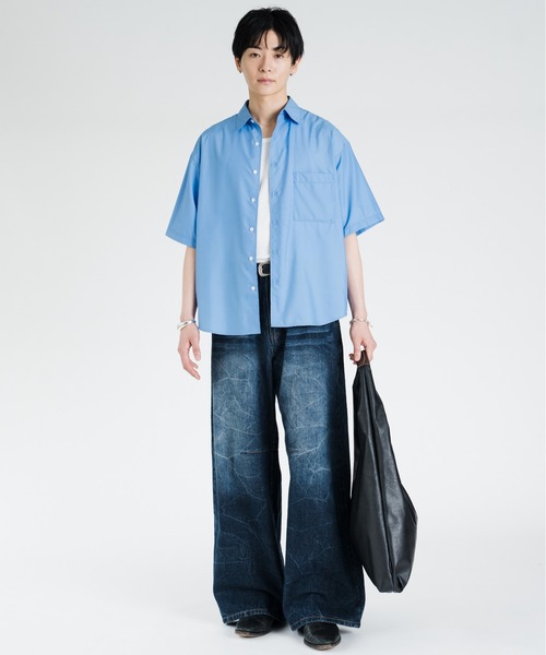 SINSS ワイドパンツ ジーンズ Vintage washed darts denim