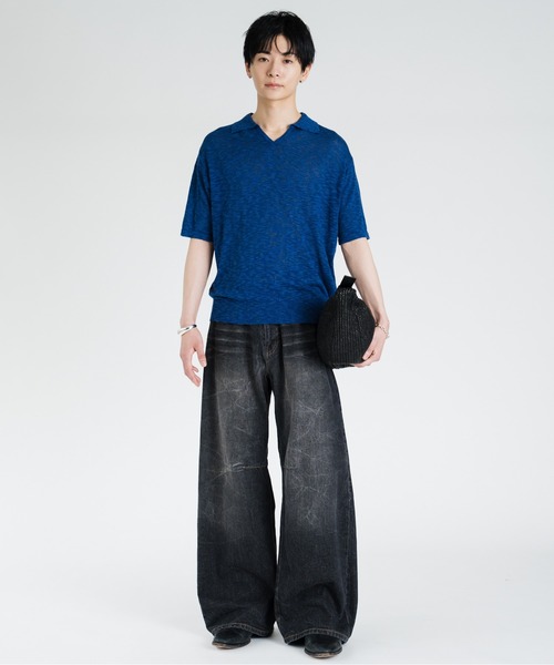 SINSS ワイドパンツ ジーンズ Vintage washed darts denim