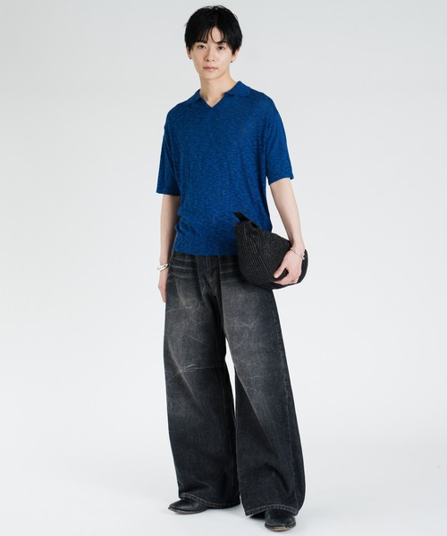 SINSS ワイドパンツ ジーンズ Vintage washed darts denim 