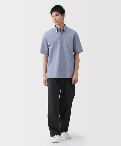 無印良品（MUJI） uvカット ポロシャツ 紳士 涼感UVカット鹿の子編み