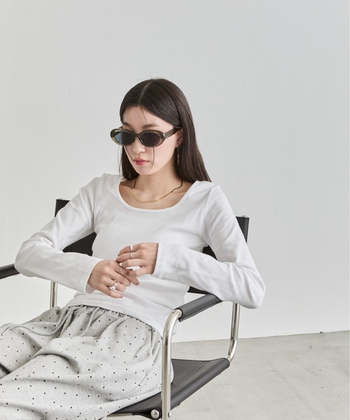 NUJOH tシャツ U-Neck Basic Long Sleeve Top / Uネックベーシック