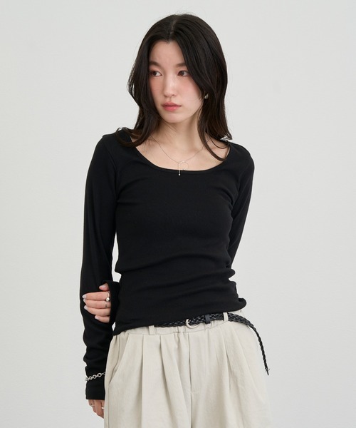 NUJOH tシャツ U-Neck Basic Long Sleeve Top / Uネックベーシック