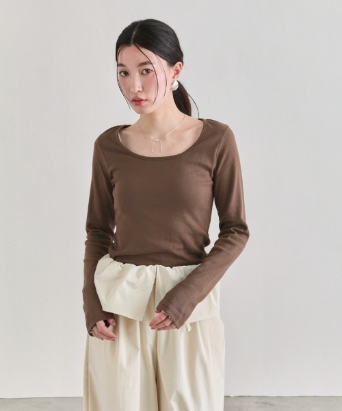 NUJOH tシャツ U-Neck Basic Long Sleeve Top / Uネックベーシック