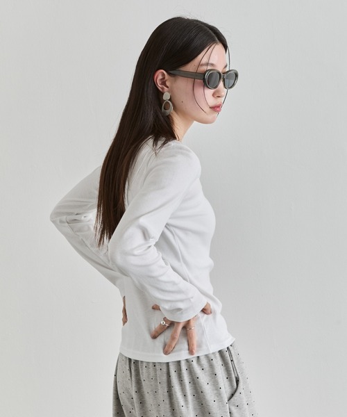 NUJOH tシャツ U-Neck Basic Long Sleeve Top / Uネックベーシック