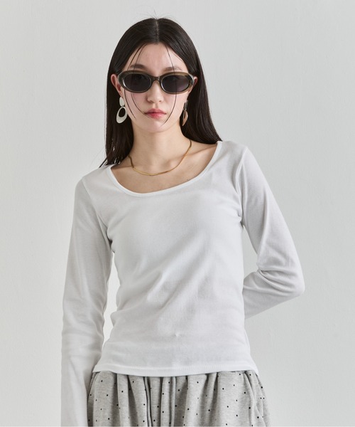 NUJOH tシャツ U-Neck Basic Long Sleeve Top / Uネックベーシック