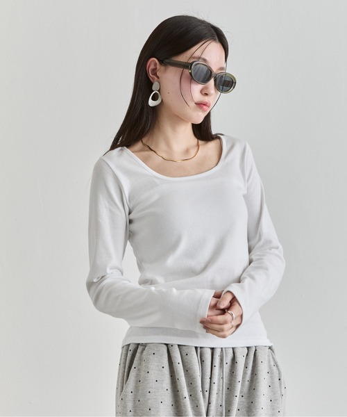 NUJOH tシャツ U-Neck Basic Long Sleeve Top / Uネックベーシック