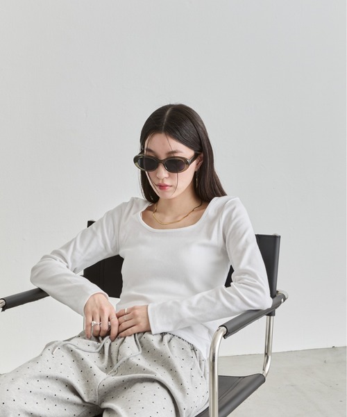 NUJOH tシャツ U-Neck Basic Long Sleeve Top / Uネックベーシック