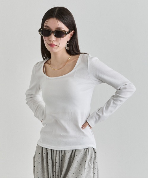 NUJOH tシャツ U-Neck Basic Long Sleeve Top / Uネックベーシック