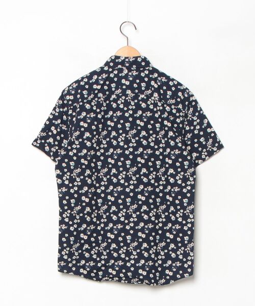「American Eagle」 花柄半袖シャツ S ネイビー メンズ_画像2