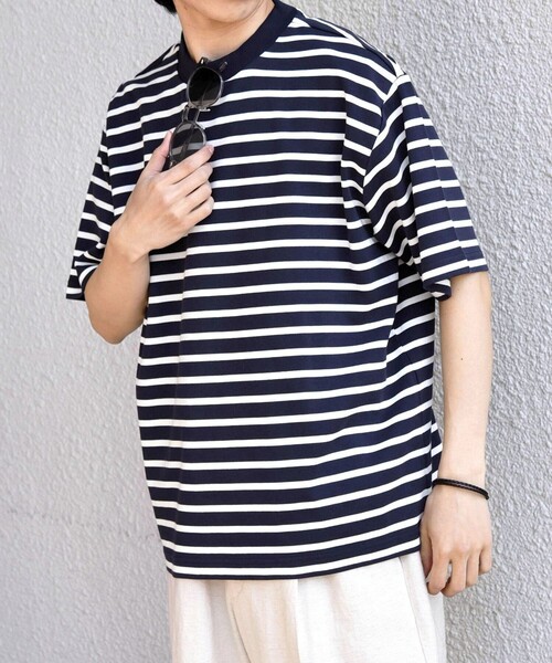 AW2018 ボーダー　Tシャツ SHIPS any tシャツ any:「洗濯機可能」デザイン リブ ベーシック