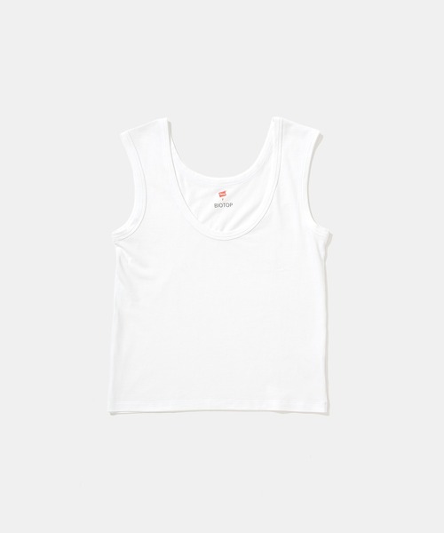 SHISHIKUI ホワイト ノースリーブタンクトップ BIOTOP（ビオトープ） タンクトップ ノースリーブ WOMEN「Hanes for