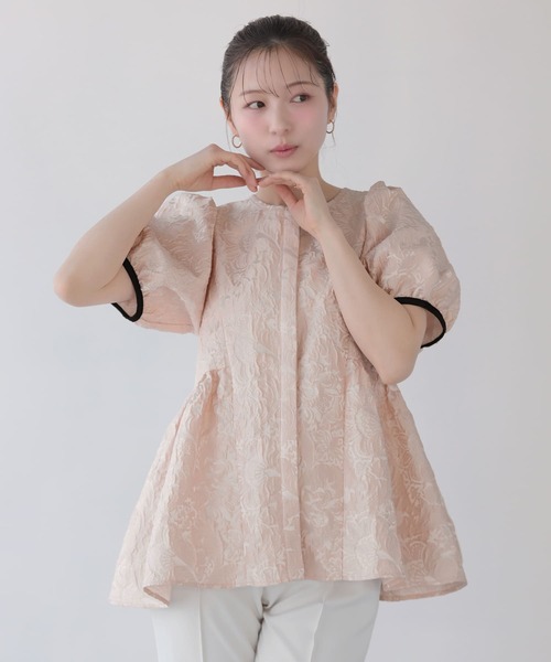 Fit more（フィットモア） バックリボンジャガードトップス レディース