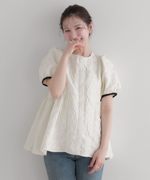 Fit more（フィットモア） バックリボンジャガードトップス レディース 