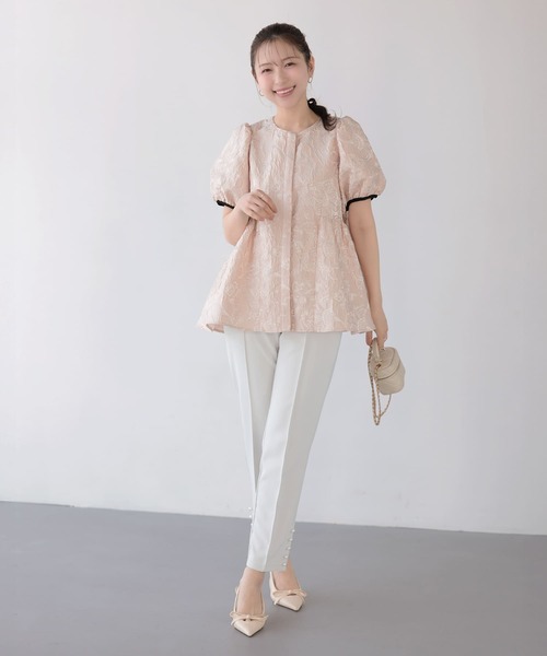 Fit more（フィットモア） バックリボンジャガードトップス レディース