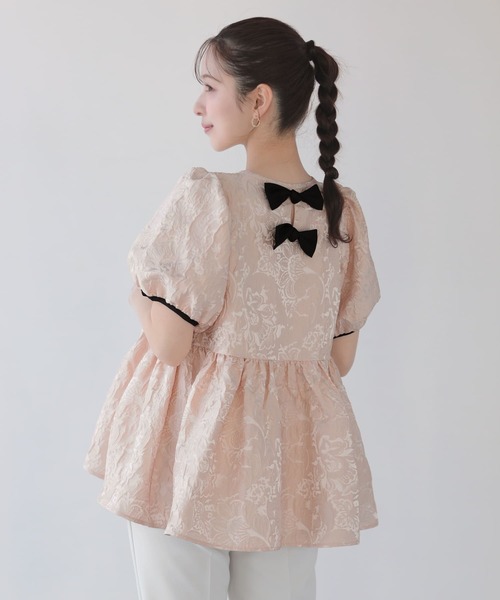 Fit more（フィットモア） バックリボンジャガードトップス レディース 
