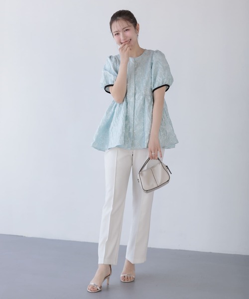 Fit more（フィットモア） バックリボンジャガードトップス レディース