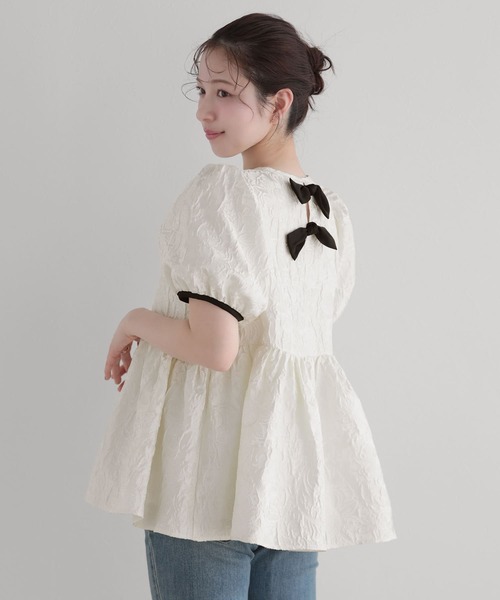 Fit more（フィットモア） バックリボンジャガードトップス レディース 