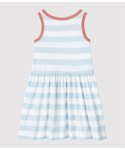「PETIT BATEAU」 「KIDS」ノースリーブワンピース 8YEAR ライトブルー キッズ_画像2