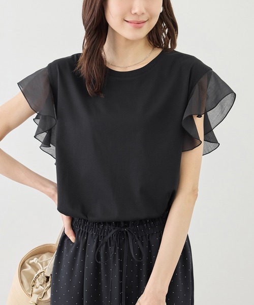 tシャツ 「ちゃんと+かわいい保証」70シルケットシアーフリルスリーブトップス/UVケア・接触冷感 レディース | ROPE' PICNIC | 02