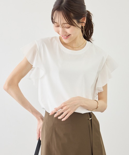 tシャツ 「ちゃんと+かわいい保証」70シルケットシアーフリルスリーブトップス/UVケア・接触冷感 レディース | ROPE' PICNIC | 23