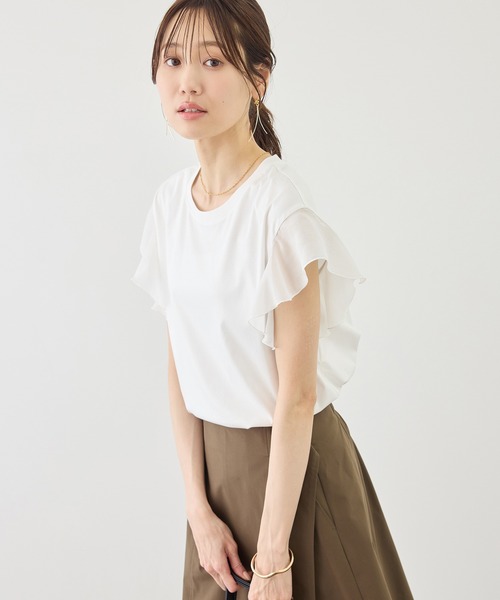 tシャツ 「ちゃんと+かわいい保証」70シルケットシアーフリルスリーブトップス/UVケア・接触冷感 レディース | ROPE' PICNIC | 24