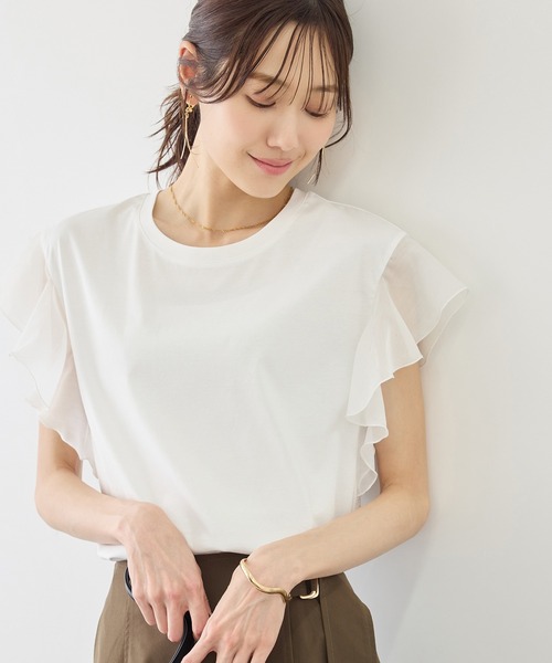 tシャツ 「ちゃんと+かわいい保証」70シルケットシアーフリルスリーブトップス/UVケア・接触冷感 レディース | ROPE' PICNIC | 21