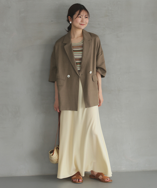 新品未使用品 スローブイエナ リネンレーヨンハーフスリーブジャケット SLOBE IENA（スローブイエナ） コート アウター 「追加2」リネン
