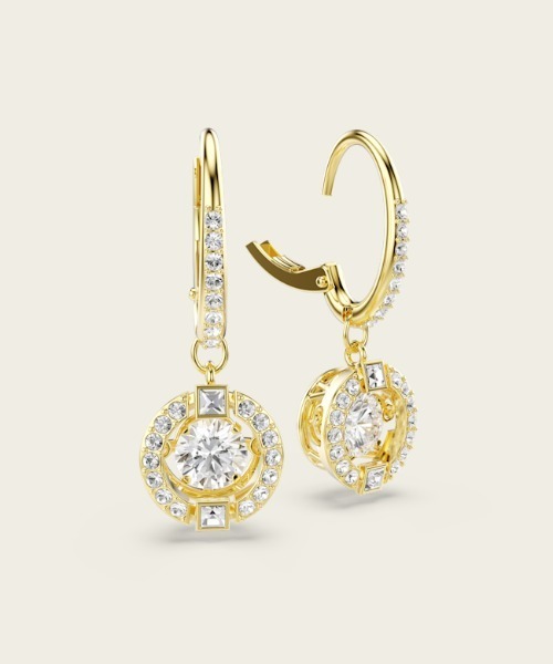 ラッキー様用 スワロフスキー ゴールドカラー 5連ストーン ドロップピアス SWAROVSKI（スワロフスキー） ピアス 「公式」「スワロフスキー」Una