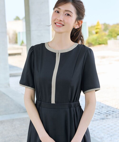「Tiaclasse」 半袖ワンピース L ネイビー レディース_画像5