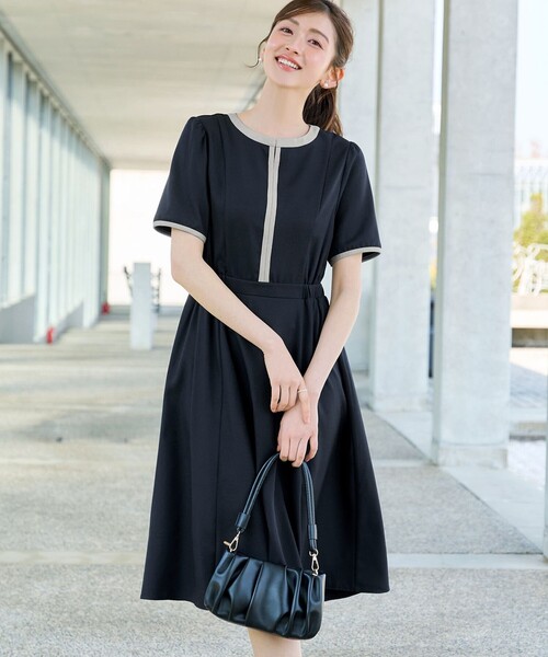 「Tiaclasse」 半袖ワンピース L ネイビー レディース_画像7