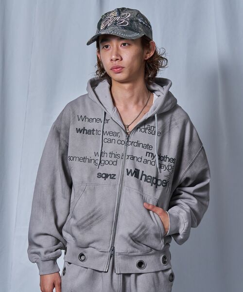 「SEQUENZ」 ジップアップパーカー LARGE グリーン メンズ_画像2