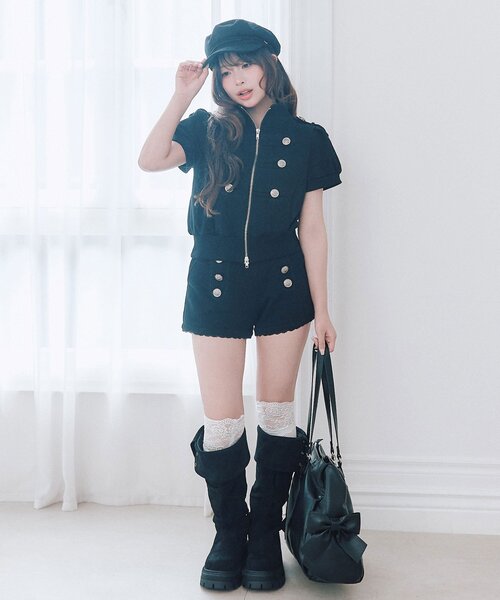 OLIVE des OLIVE ナポレオンスウェットブルゾン＋ショートパンツ OLIVE des OLIVE（オリーブデオリーブ） ブルゾン アウター ナポレオン