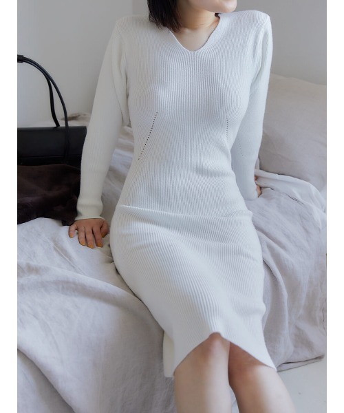 ワンピース v neck knit dress