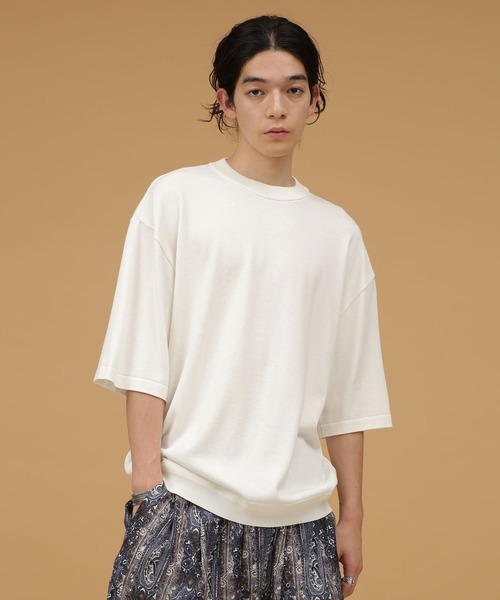 ニット LB.03/【洗える】ウォッシャブルハーフスリーブニットTシャツ