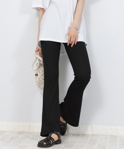 pumpkin port パンツ リブフレアーパンツ レディース : ZOZOTOWN